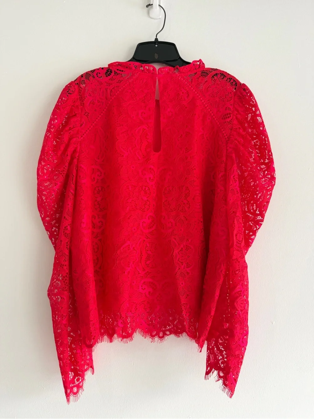 Lilly Pulitzer Ruby Red Averi Long Sleeve Lace Blouse Size XL 8944